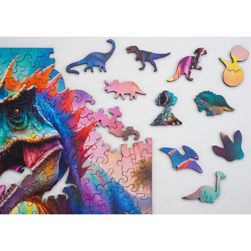 Drewniane puzzle 25 x 25 cm DINOZAUR 170 Elementów Układanka Drewniana