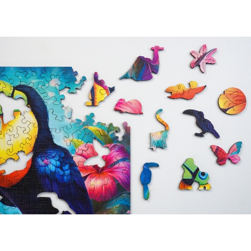 Drewniane puzzle 25 x 25 cm TUKAN 155 Elementów Układanka Drewniana