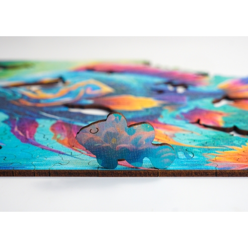 Puzzle Drewniane 25 x 25 cm RYBA 145 Elementów Układanka Drewniana