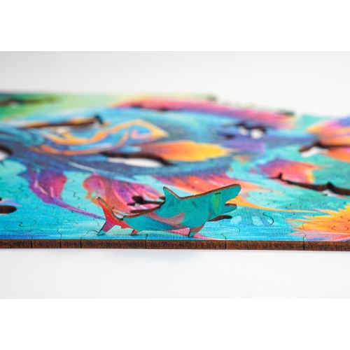 Puzzle Drewniane 25 x 25 cm RYBA 145 Elementów Układanka Drewniana