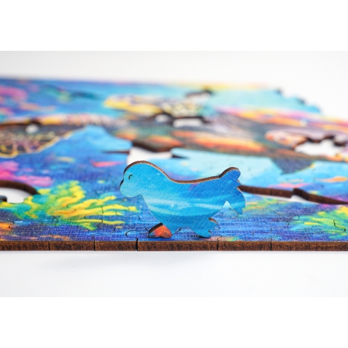 Puzzle Drewniane 25 x 25 cm ŻÓŁW 165 Elementów Układanka Drewniana