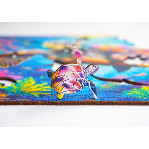 Puzzle Drewniane 25 x 25 cm ŻÓŁW 165 Elementów Układanka Drewniana