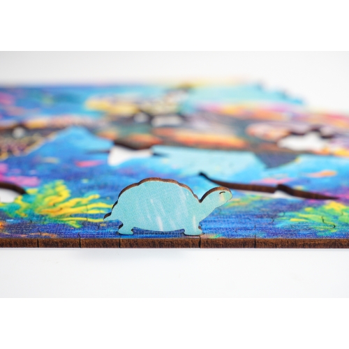 Puzzle Drewniane 25 x 25 cm ŻÓŁW 165 Elementów Układanka Drewniana